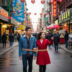 Corda para se amarrarem e não se perderem em China Town